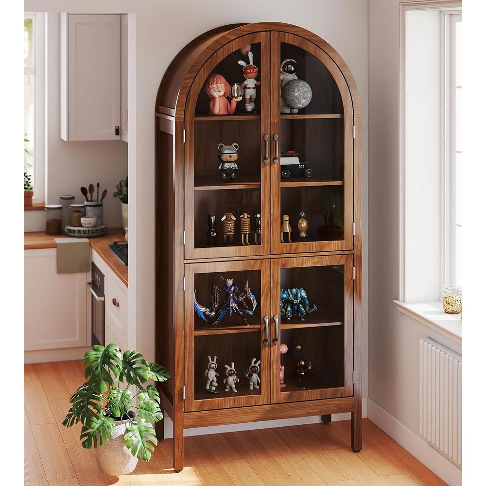Display Case Acrylic - Высокий витринный шкаф из орехового дерева